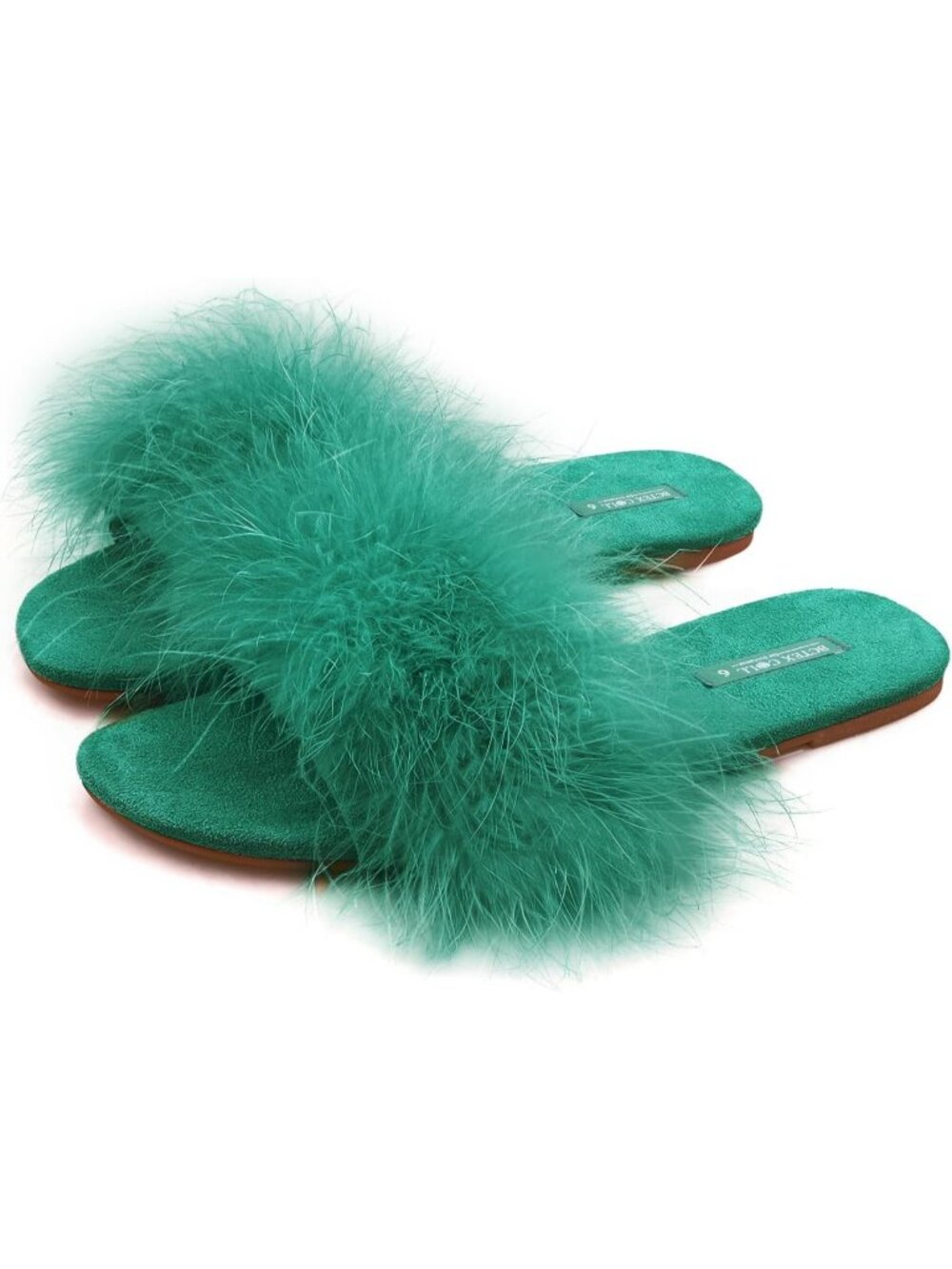 Women's Green Memory Foam Fuzzy Fluffy Open Toe Slip-On Indoor House Slippers